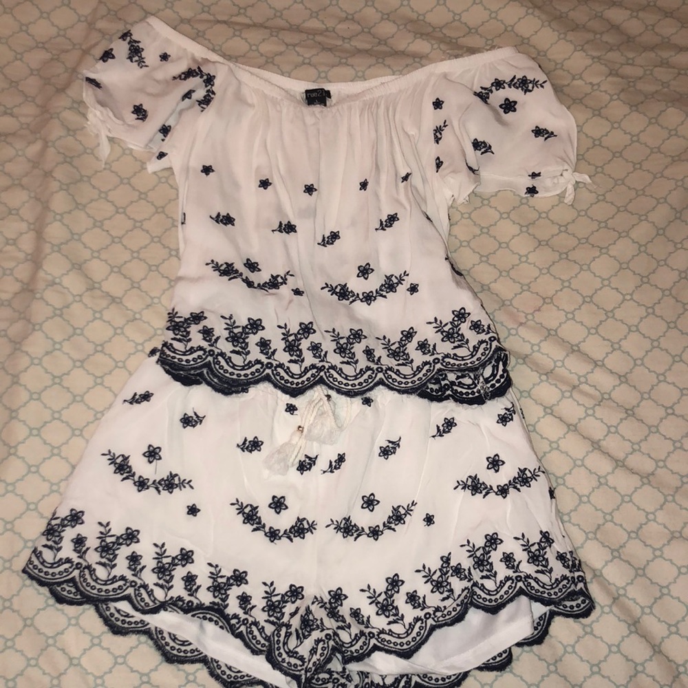 Two piece, off the shoulder outfit